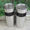 Thùng rác inox có gạt tàn thuốc lá
