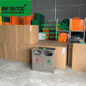 Thùng rác inox bộ 2